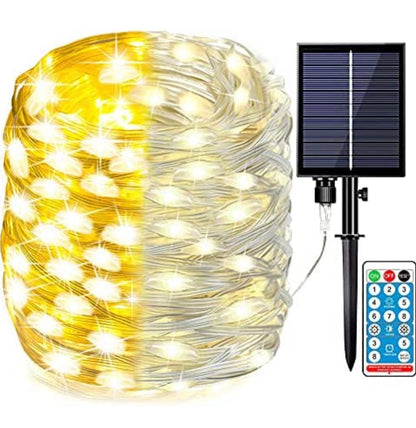 2PK Lighteme Solar String Lights Outdoor Copper Wire, Waterproof Solar Fairy Lights with 8 Lighting Modes