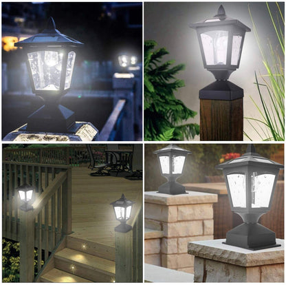 Lighteme Solar Post Cap Lights Outdoor for Wood Fence Posts Pathway, Deck, Pack of 2