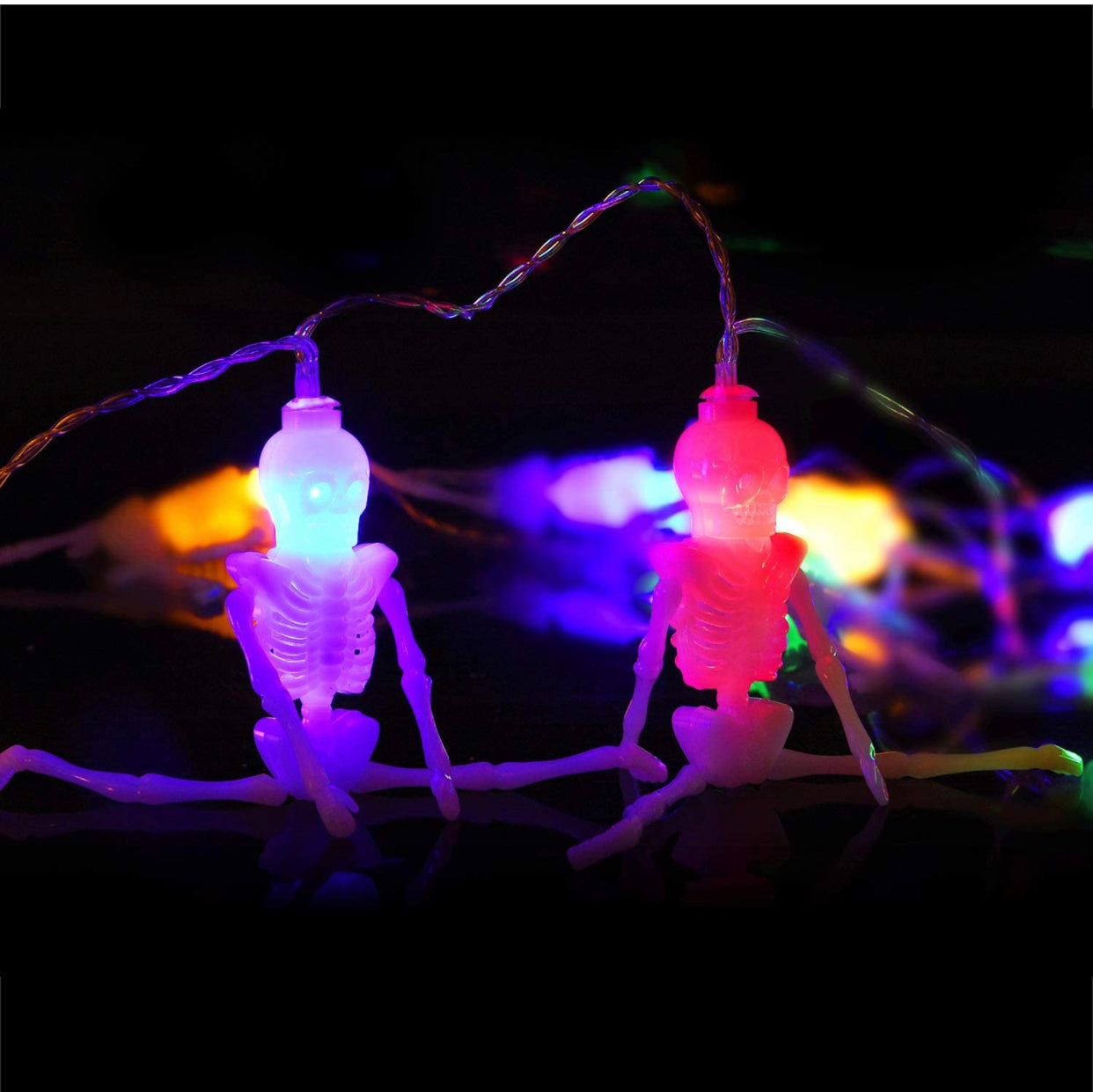 Lighteme 10Ft Solar Powered Skeleton Lights Halloween String Lights -20LEDs 2 Lighting Modes
