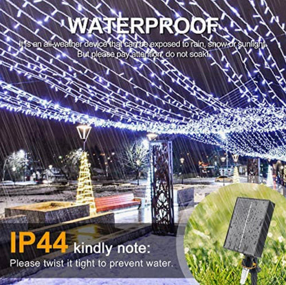 Lighteme 165Ft Solar String Lights White Wire Outdoor,500 LED Christmas Lights with 8 Modes and Timer, Remote Control