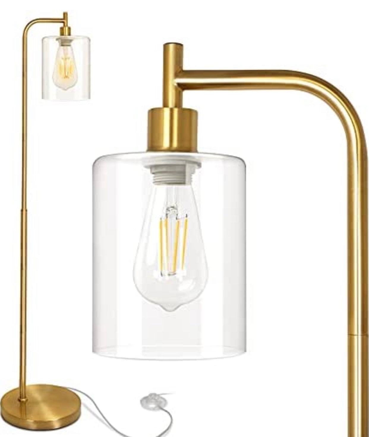 Lighteme Industrielle Stehlampe, Moderne Stehlampen mit hängendem Klarglasschirm 