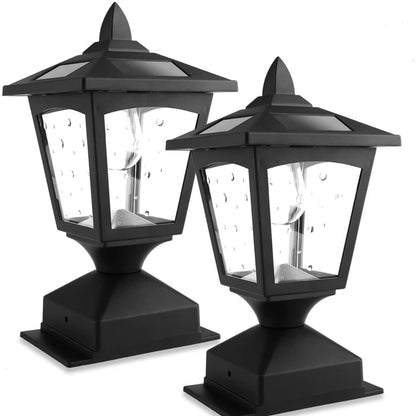 Lighteme Solar Post Cap Lights Outdoor for Wood Fence Posts Pathway, Deck, Pack of 2