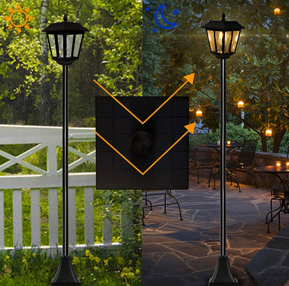 Lighteme 67 Inch Solar Lamp Post Lights, 100 Lumen Solar Powered Vintage Street Lights Outdoor, Warm White LED Edison Bulb Solar Post Light