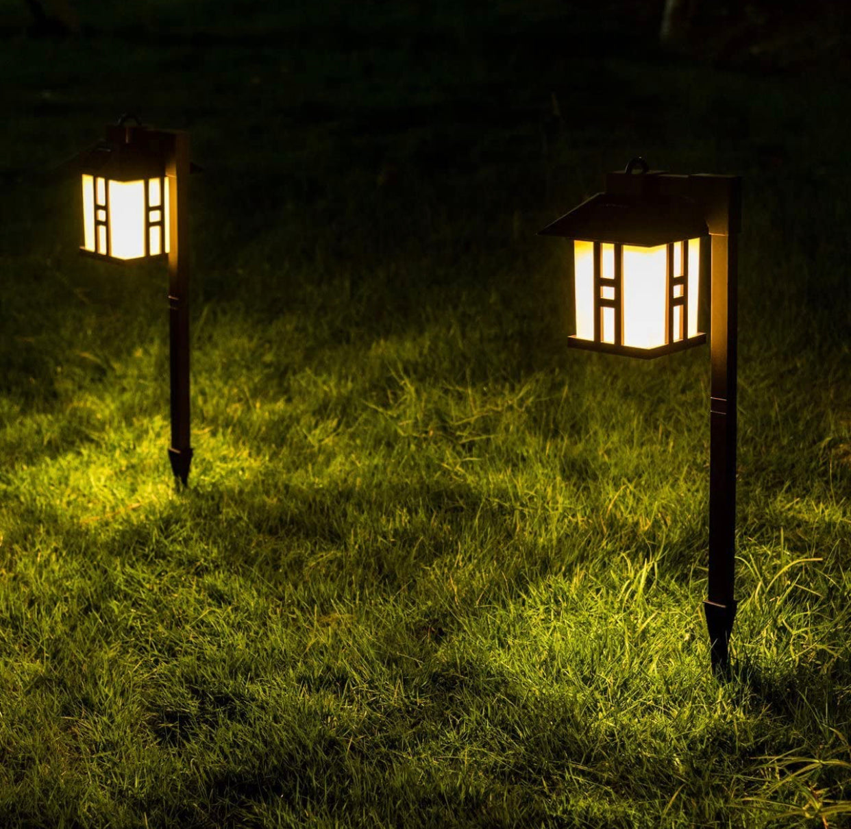 Lighteme Solar Powered Pathway Shepherd Hook Lights Asian Style (4 Pack)