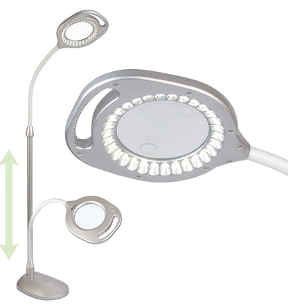 Lighteme 2-in-1 LED Magnifier Light Floor and Table Lamps – Optical Grade Hands-Free Magnifying LED Light, Modern Design for Crafting, Sewing, Reading, Needlework
