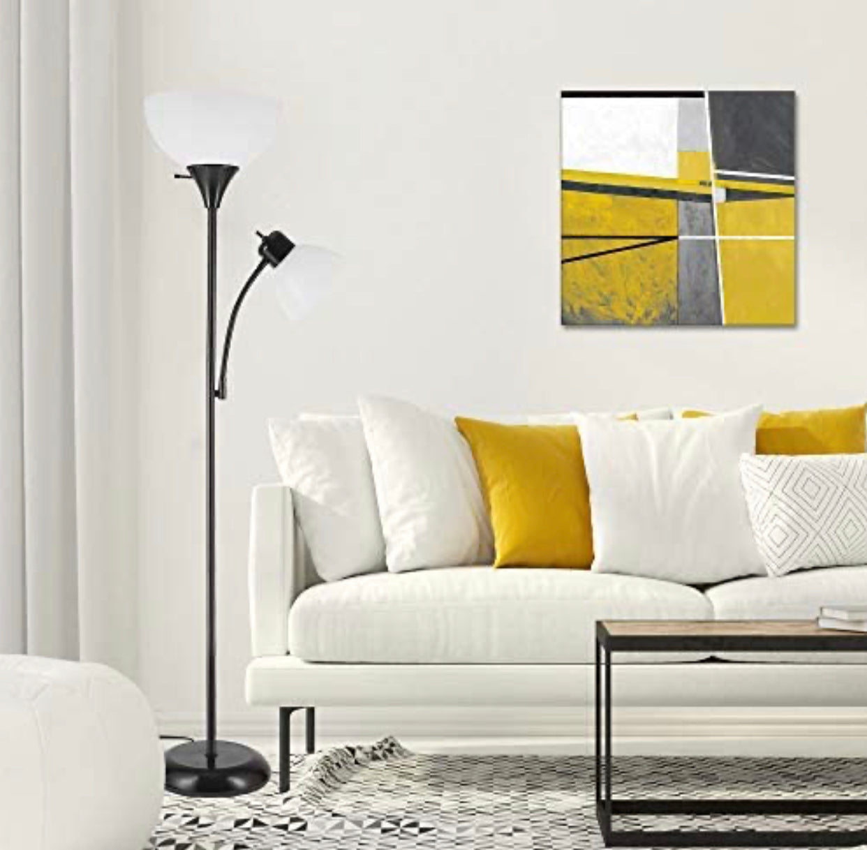 Lighteme – High Brightness Torchiere Floor Lamp with 2 Reading Lights  Lamps with Efficient LED