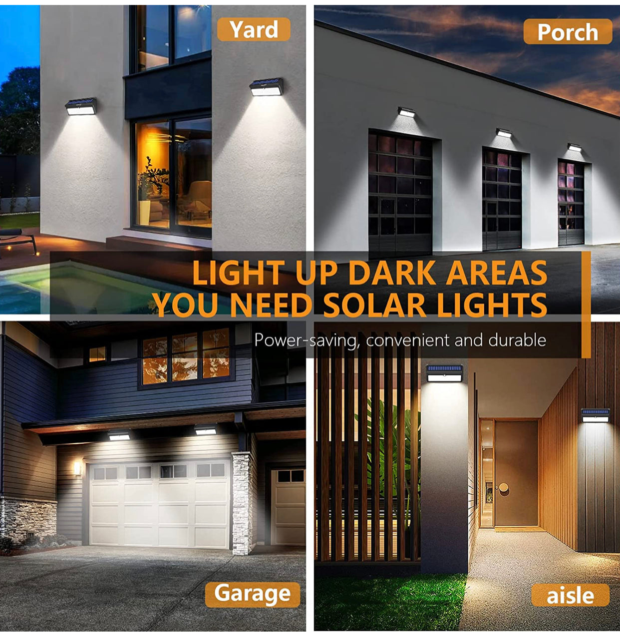 Lighteme Solar Outdoor Lights 100 LED Motion Sensor Solar Security Lights 4-Pack