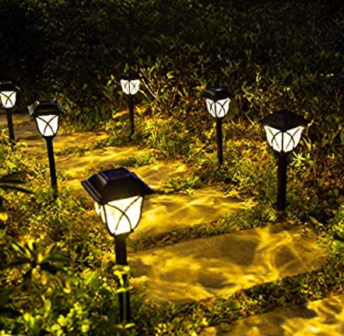 Lighteme 8 Pack Solar LED Lights,Large Rotating Outdoor Pathway Up To 10 Lumen