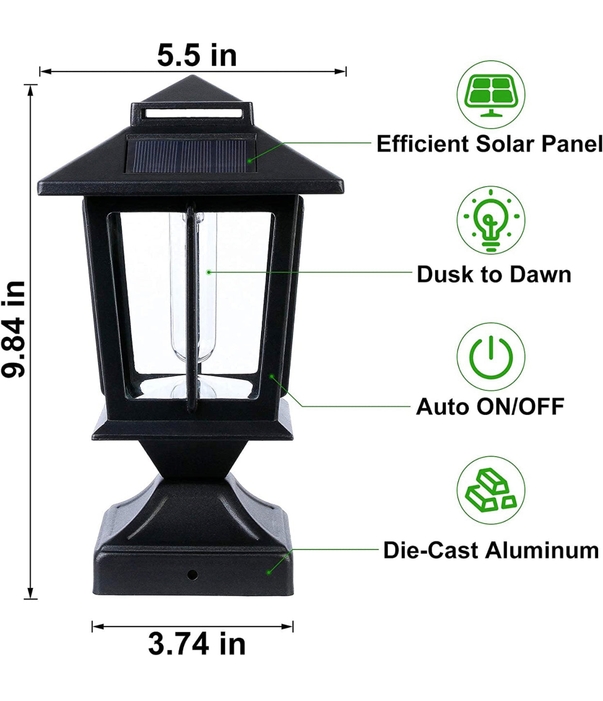 Lighteme Metal & Plastic Solar Post Lights 4X4 Outdoor, Waterproof Fence Post Lights 2 Pack