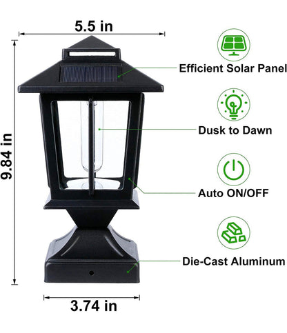Lighteme Metal & Plastic Solar Post Lights 4X4 Outdoor, Waterproof Fence Post Lights 2 Pack