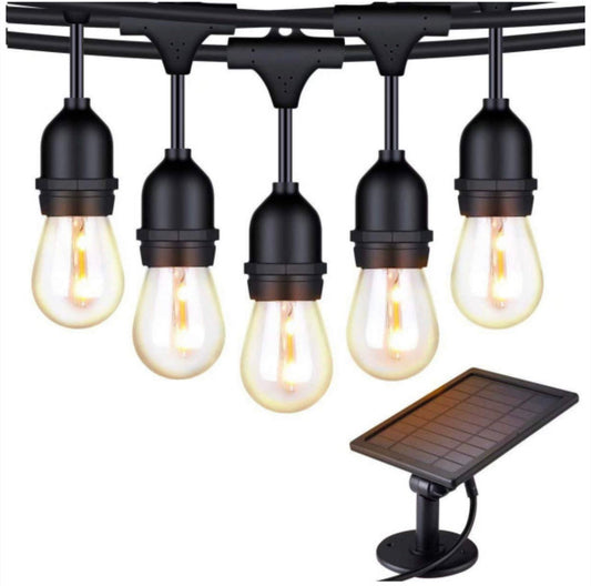 Lighteme 27F Solar Powered String Lights Waterproof LED Hanging Edison Bulb Lights with 12 Bulbs
