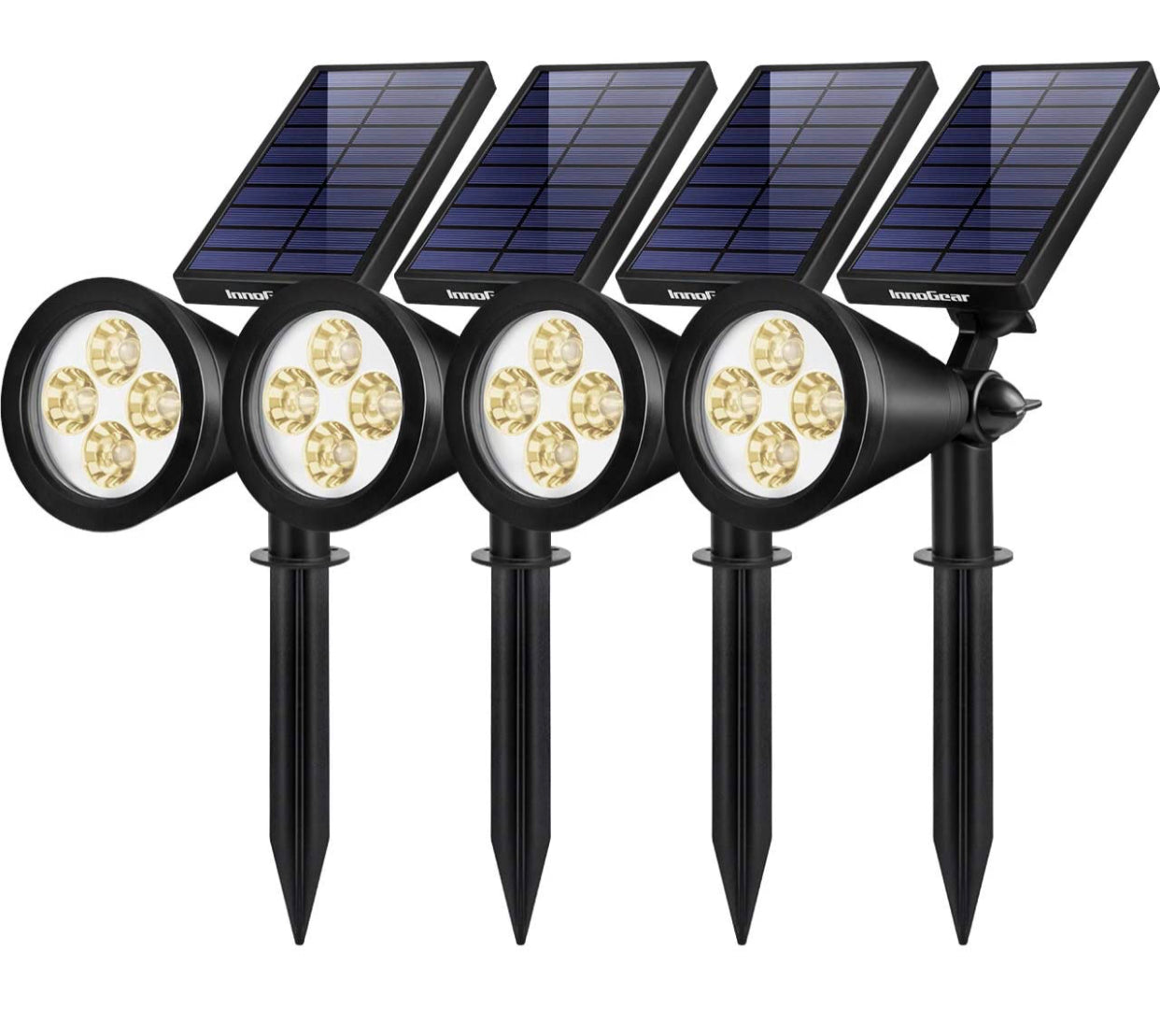 Lighteme Solar SpotLights Outdoor, Waterproof Solar Powered Landscape  2-in-1 Wall Light Auto On/Off , Pack of 4