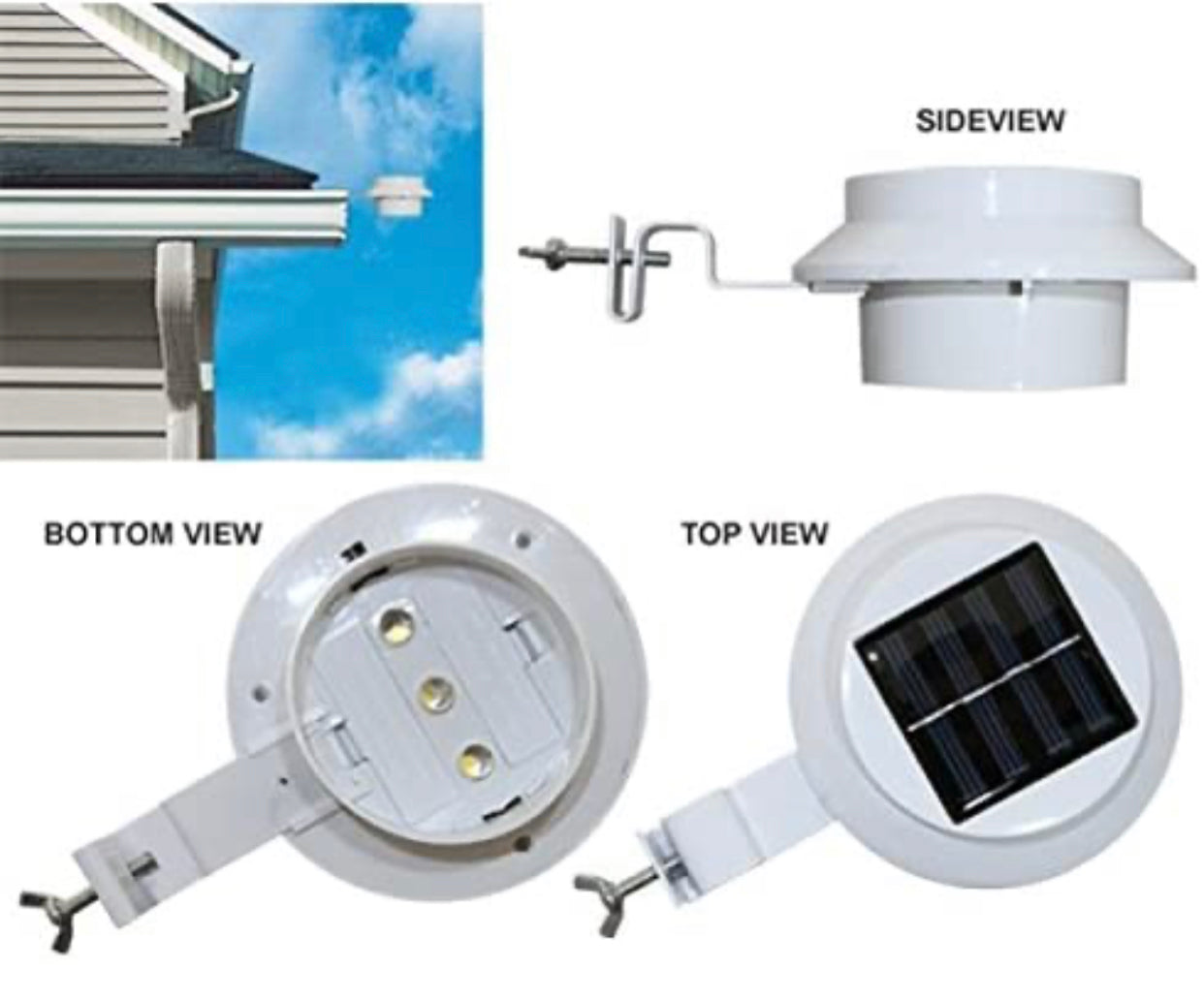 Lighteme Black Solar Powered LED Post Cap Fence Light 4 Pack