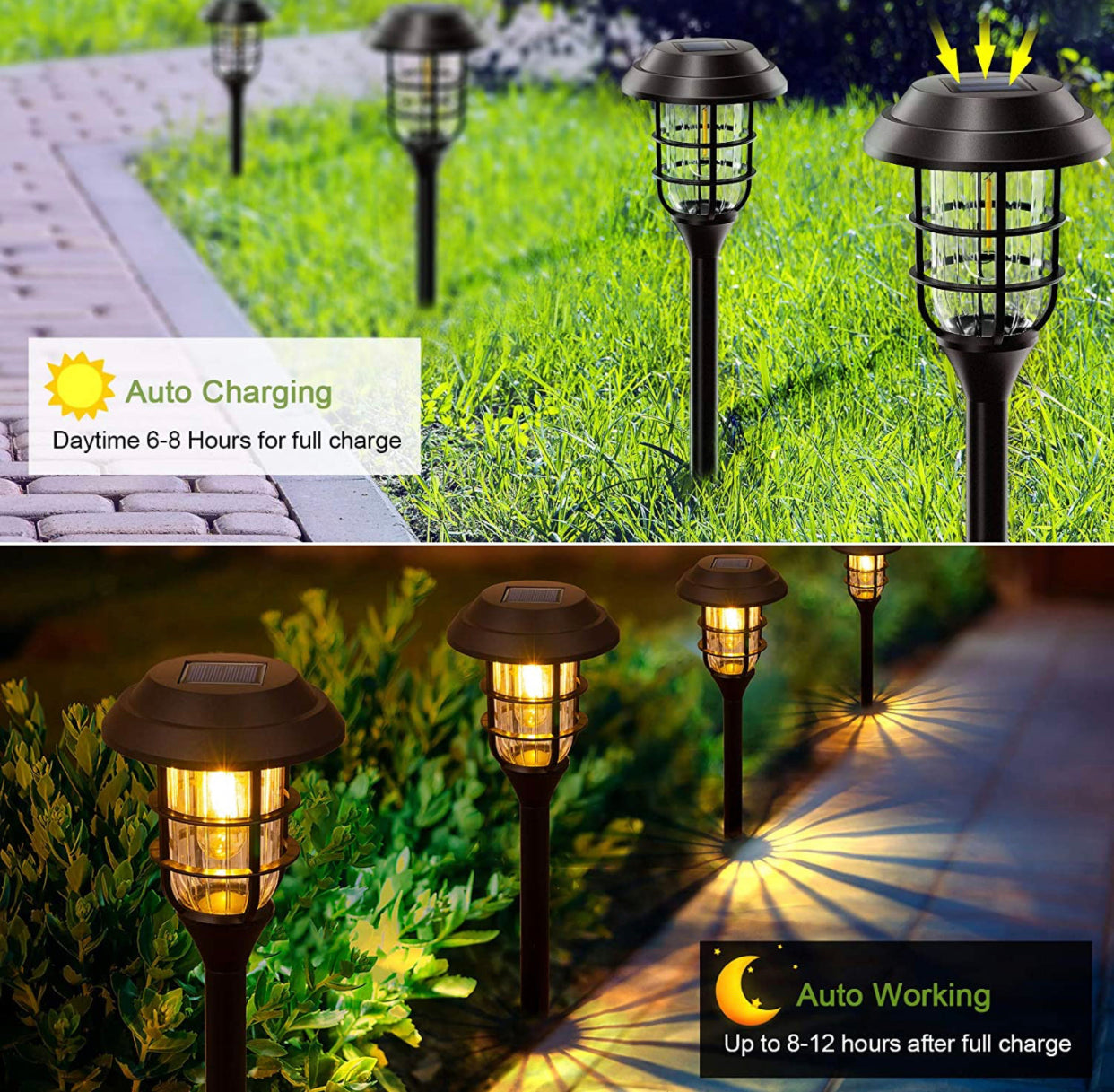 Lighteme Solar Pathway Lights Outdoor 8 Pack
