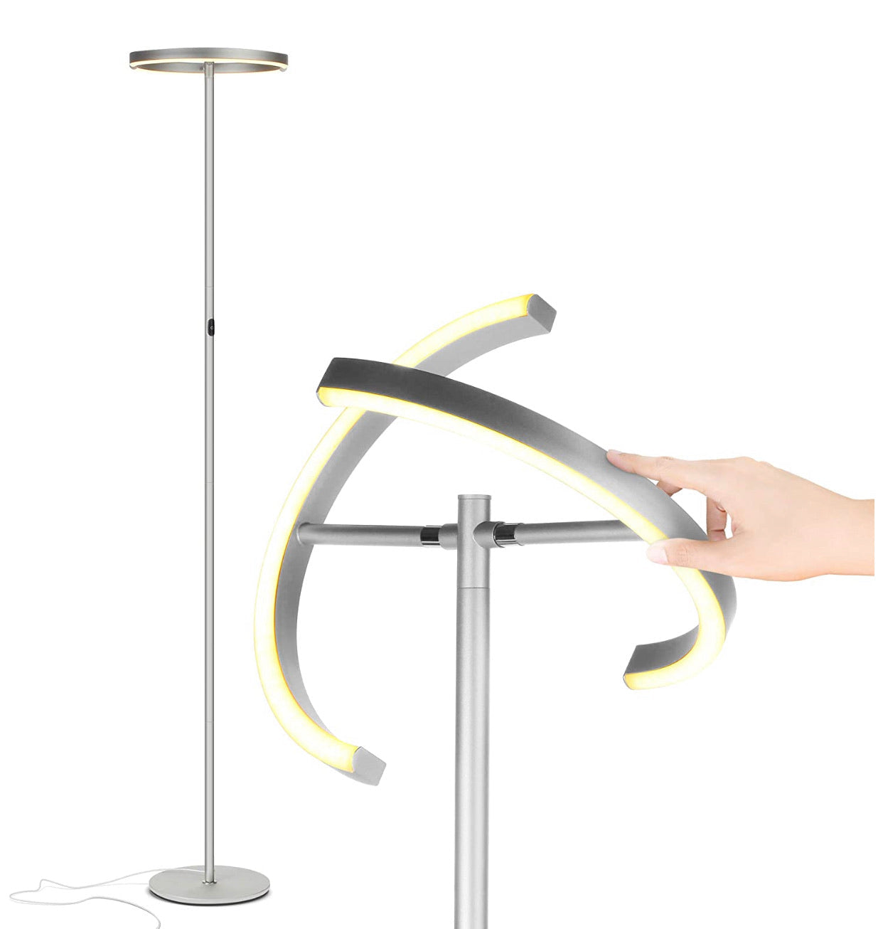 Lighteme Modern LED Torchiere Floor Lamp, Dimmable Uplight for Reading in Your Bedroom or Living Room