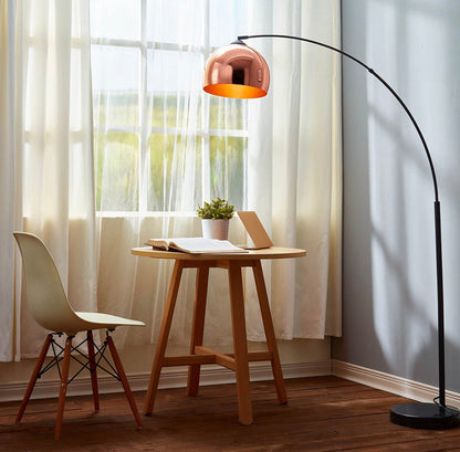 Lighteme Arc-Stehlampe für über der Couch mit kugelförmigem Lampenschirm, passt zu Ihrer Wohnzimmereinrichtung – hohes Stehlicht (4 Farben)