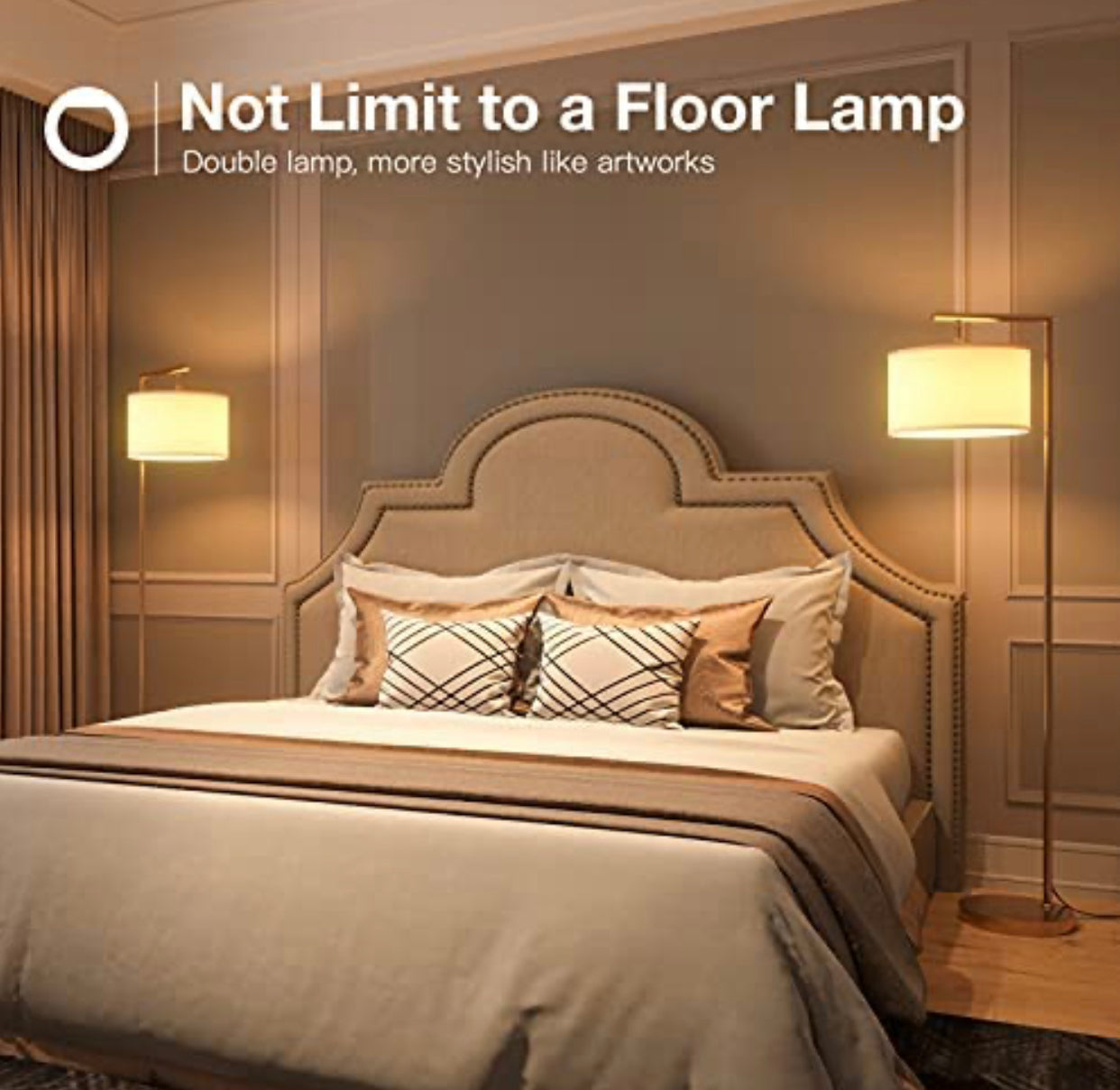 Lighteme Modern Floor Lamp, Classic Standing Lamp Reading Standing Light for Bedroom Living Room with LED Bulb