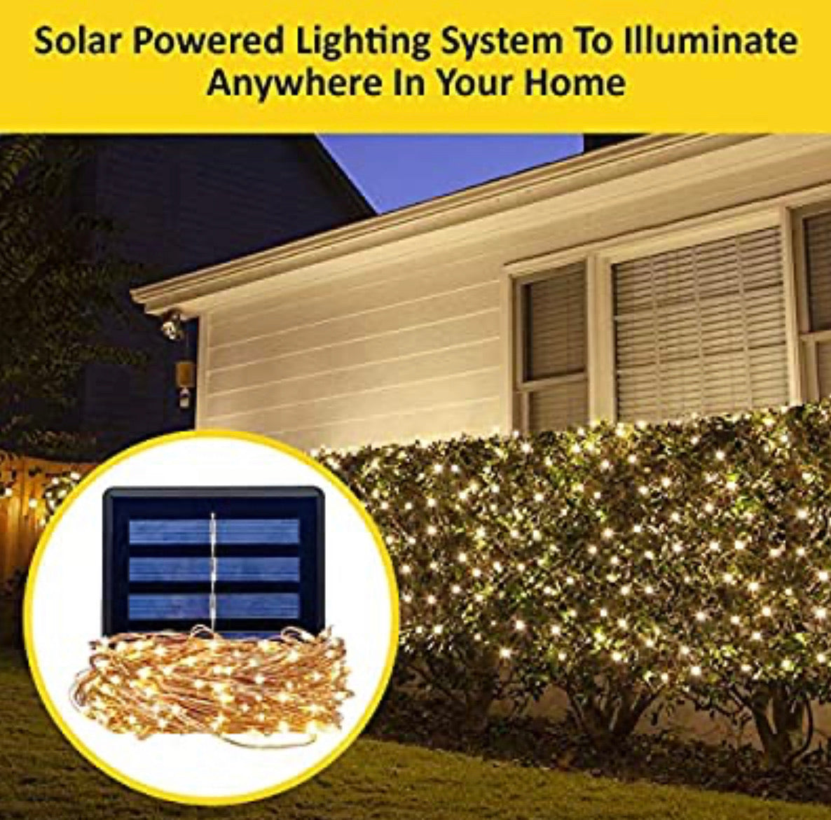 2PK Lighteme Solar String Lights Outdoor Copper Wire, Waterproof Solar Fairy Lights with 8 Lighting Modes