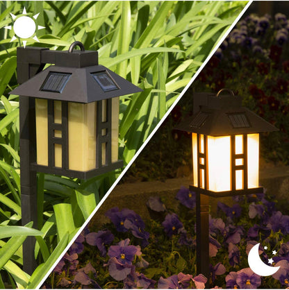 Lighteme Solar Powered Pathway Shepherd Hook Lights Asian Style (4 Pack)