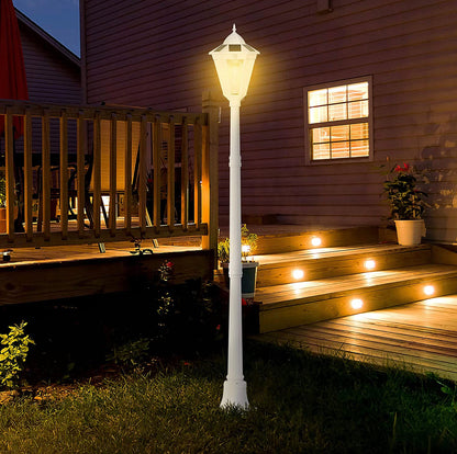 Lighteme 77" Solar Lamp Post Light, Waterproof Aluminum And Glass Outdoor Vintage Post Lamp