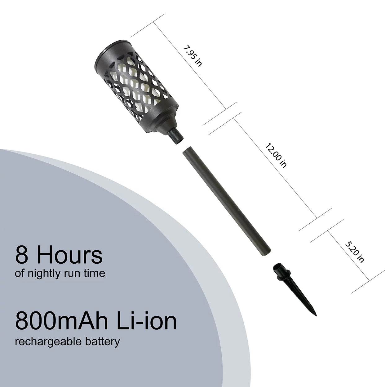 Lighteme High End 20 lumen Solar Pathway Torch Light Die-cast Aluminum and Glass (2-Pack)
