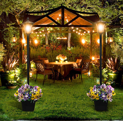 Lighteme 64 Inch Solar Lamp Post Lights Outdoor with Planter, 70 Lumen Solar Powered  with 4 Adjustable Height- Black