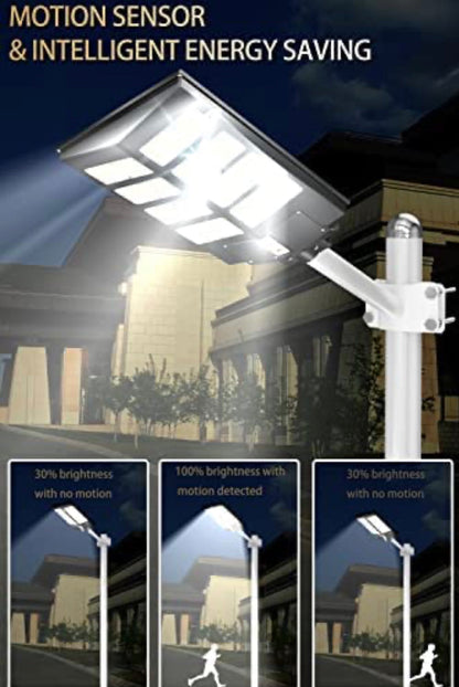 Lighteme 800W Commercial Solar Street Lights Dusk to Dawn , Motion Sensor, 75000LM for Street with Remote Control