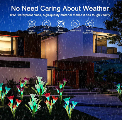 Lighteme Solar Lily Flower Lights (Pack of 4 = 16 Flowers)