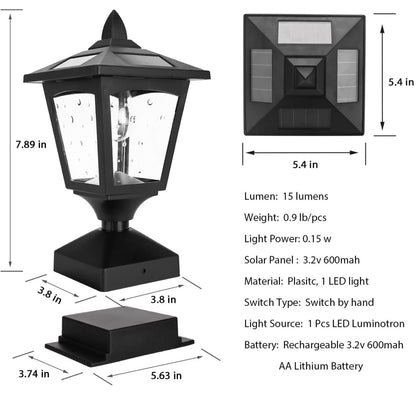 Lighteme Solar Post Cap Lights Outdoor for Wood Fence Posts Pathway, Deck, Pack of 2