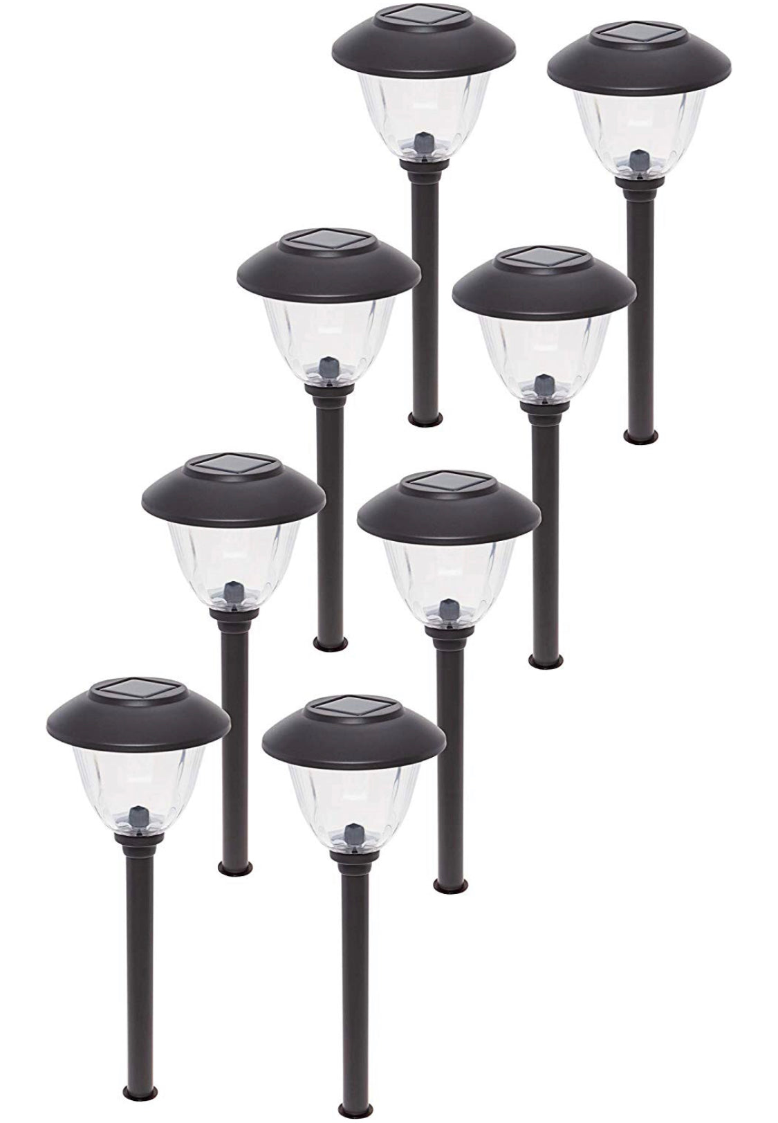 Lighteme Solar Outdoor Pathway Lights Stainless Steel And Glass LED Lights- 8 Pack