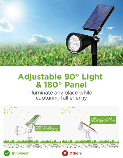 Lighteme Solar SpotLights Outdoor, Waterproof Solar Powered Landscape  2-in-1 Wall Light Auto On/Off , Pack of 4