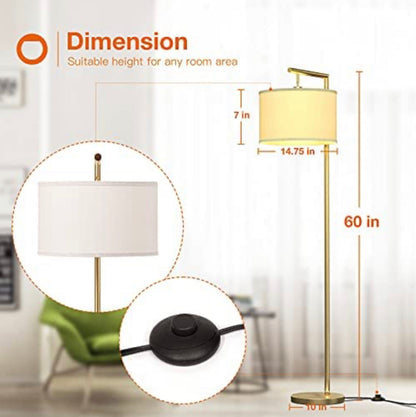 Lighteme Modern Floor Lamp, Classic Standing Lamp Reading Standing Light for Bedroom Living Room with LED Bulb