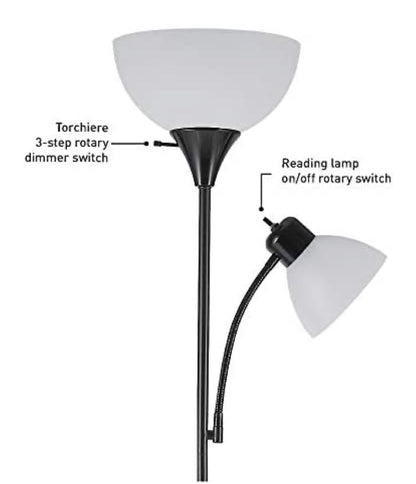 Lighteme – High Brightness Torchiere Floor Lamp with 2 Reading Lights  Lamps with Efficient LED