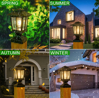 Lighteme Metal & Plastic Solar Post Lights 4X4 Outdoor, Waterproof Fence Post Lights 2 Pack