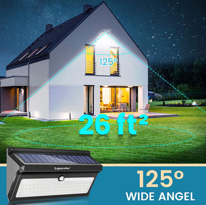 Lighteme Solar Outdoor Lights 100 LED Motion Sensor Solar Security Lights 4-Pack