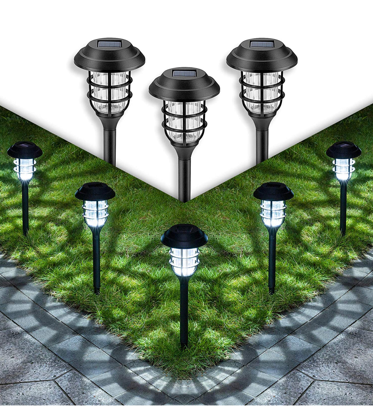 Lighteme Solar Pathway Lights Outdoor 8 Pack