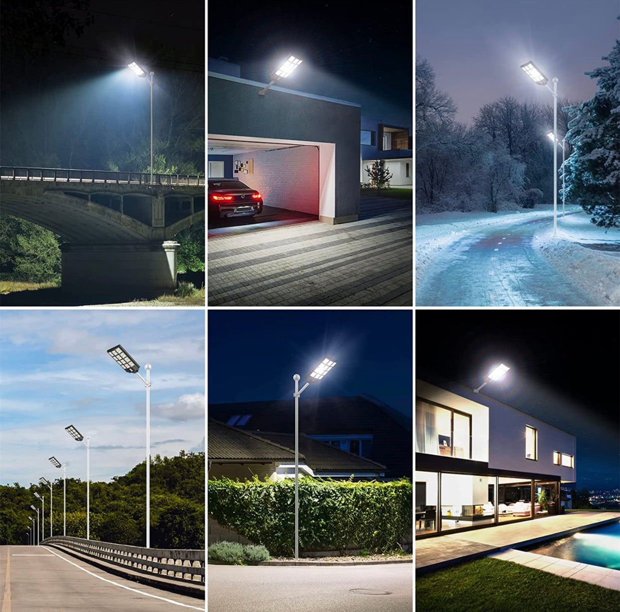 Lighteme 1200W Commercial Solar Street Light , 100000LM Parking Lot Light Dusk to Dawn With Remote