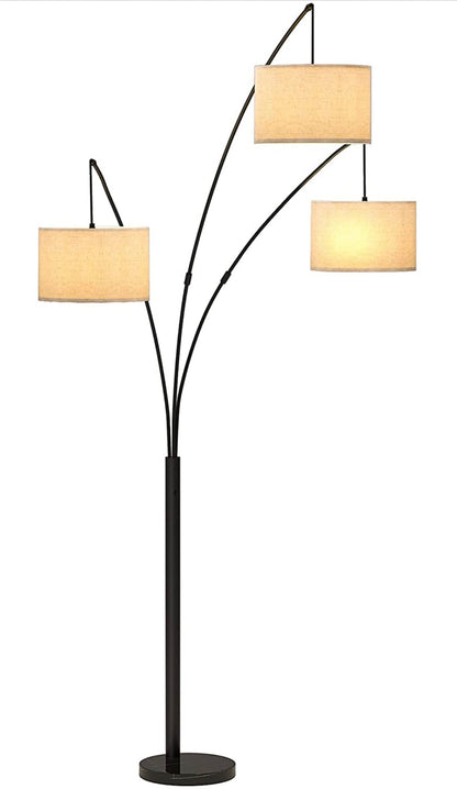 Lighteme Modern Arc Floor Lamp w/ Marble Base -- 3 Lights Hanging Over The Couch from Behind - Multi Head Arching Tree Lamp -Oil Rubbed Bronze