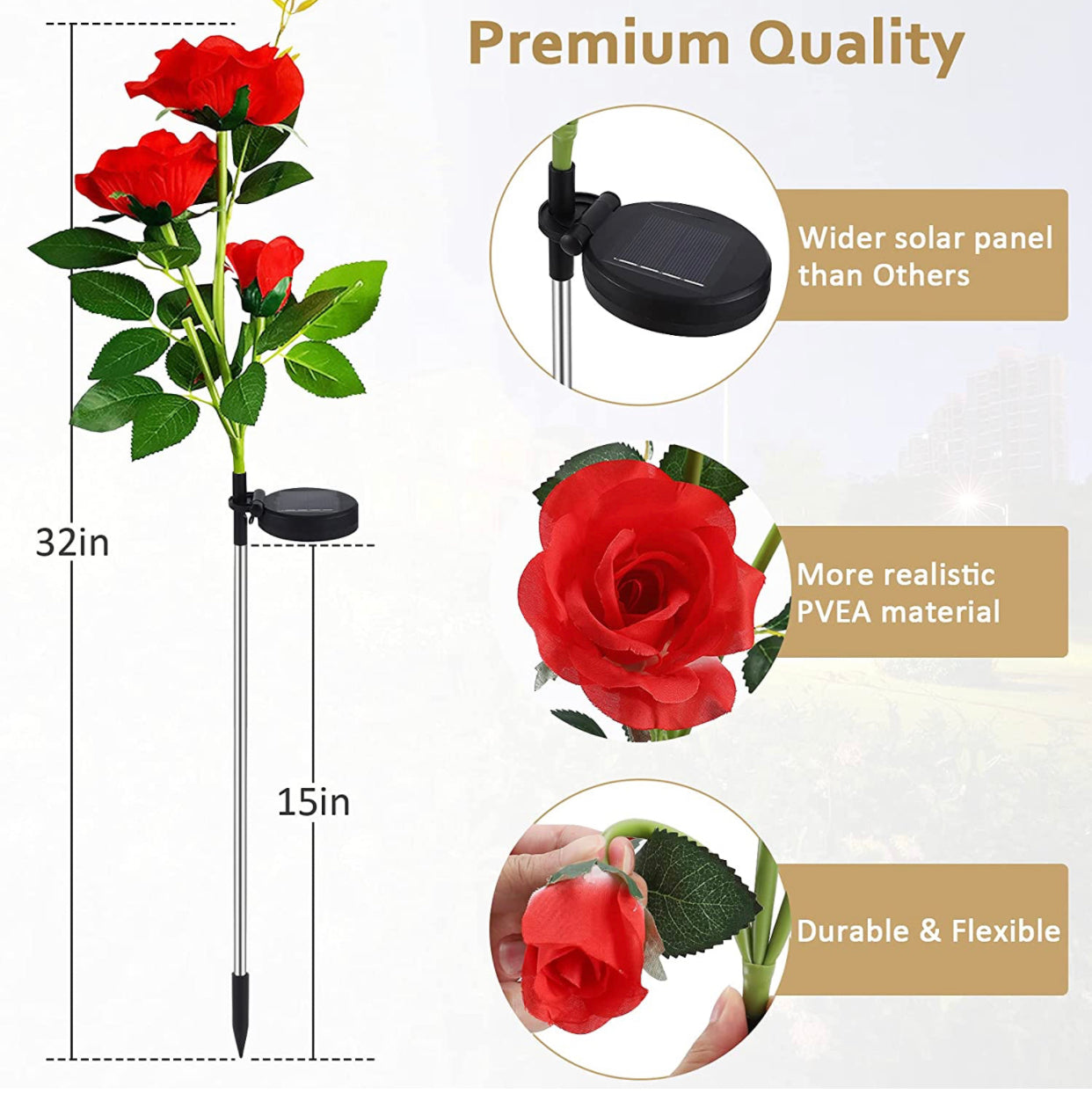 Lighteme Solar LED Rose Flower Light (2 Pack)