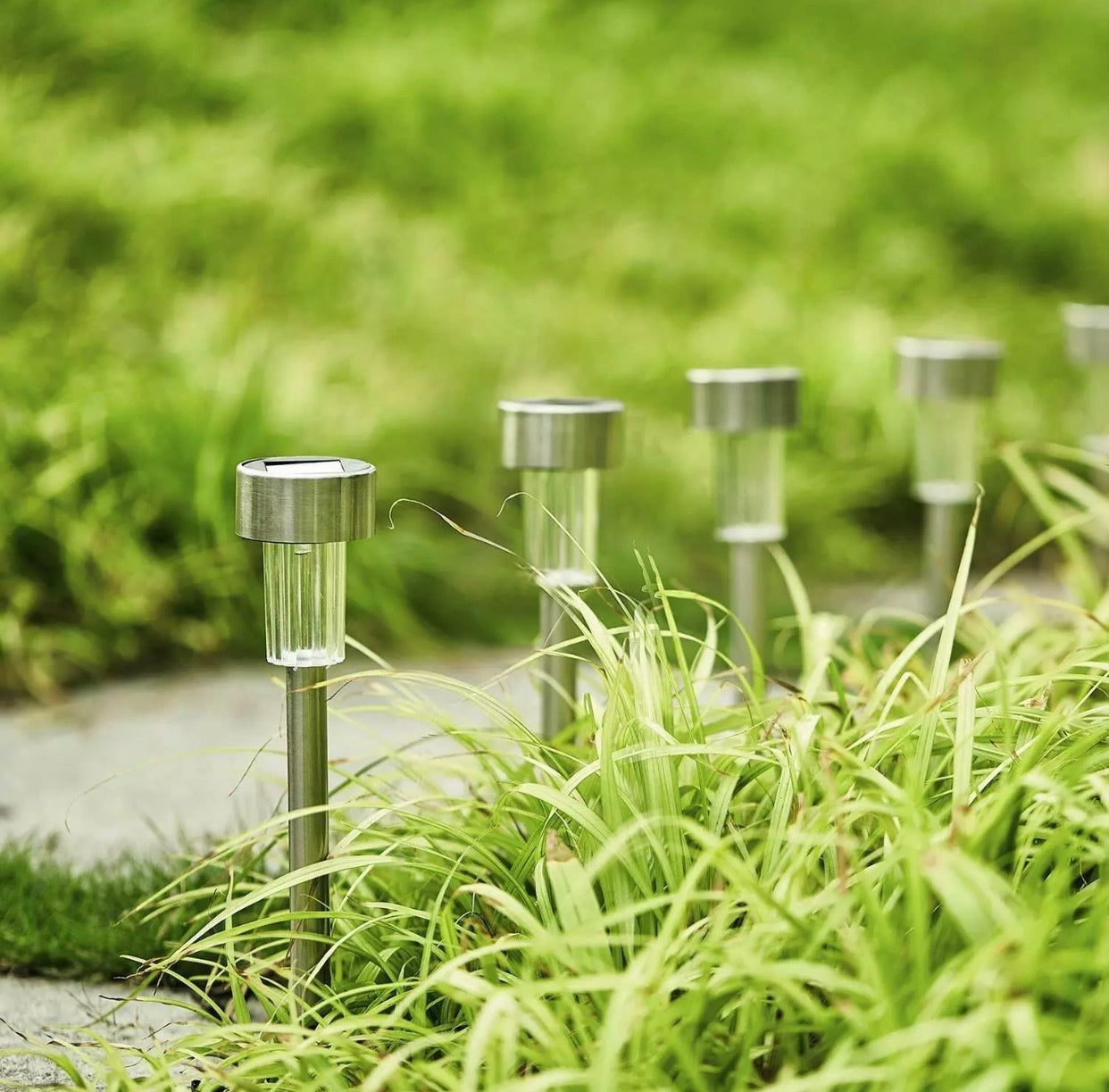 Lighteme 24 Pack Outdoor Stainless Steel Solar Power Lawn Garden Landscape Path LED Light