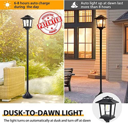 Lighteme 63" Solar Lamp Post Lights Outdoor 2 Pack ,Aluminum Floor Lamp,Waterproof Solar Powered Street Lights for Garden Warm White