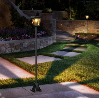 Lighteme Solar Post Lamp Set, Warm White Vintage Light (2-Pack)