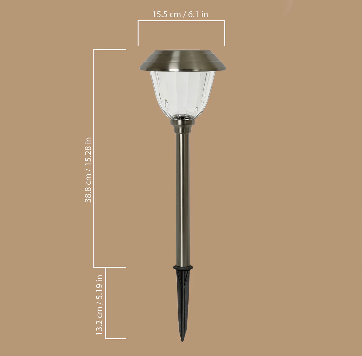 Lighteme 8 Piece LED Solar Path Lights 14 Lumen - Stainless Steel ( Silver )