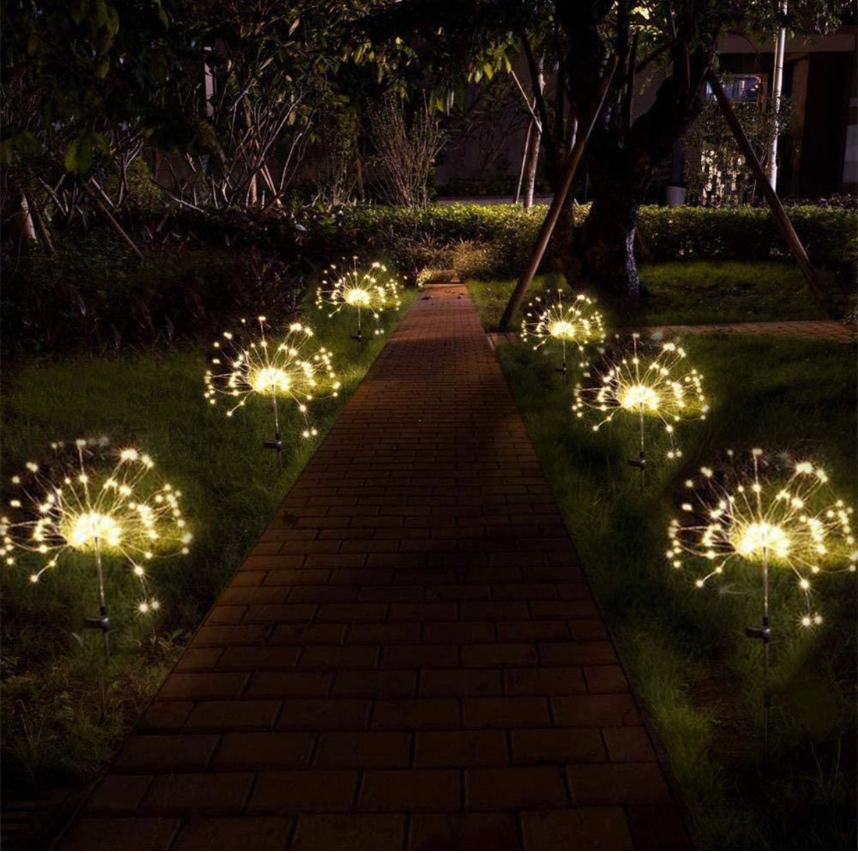 (2 Pack) Lighteme Solar Garden Firework Lights Solar Powered String Light with 2 Lighting Modes Twinkling and Steady