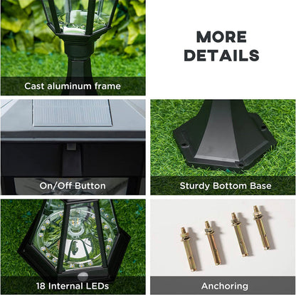 Lighteme 22" Solar Lamp Post Light, Outdoor Fixture with All Weather Aluminum, Motion Activated