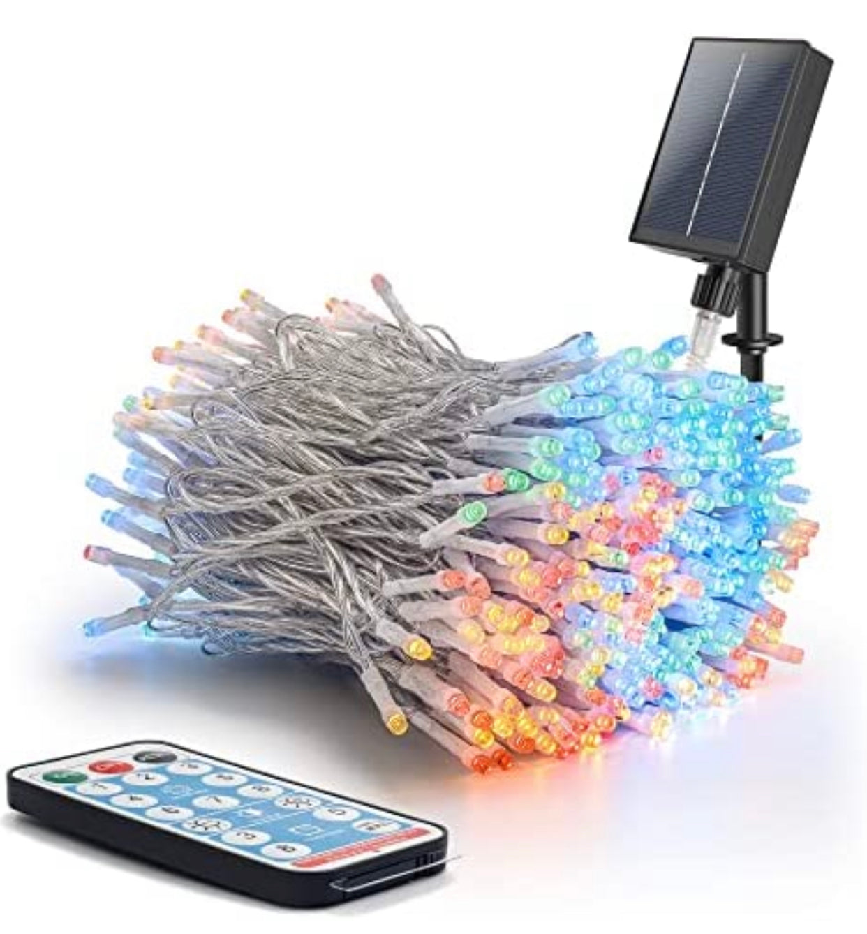 Lighteme 165Ft Solar String Lights White Wire Outdoor,500 LED Christmas Lights with 8 Modes and Timer, Remote Control