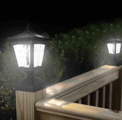 Lighteme Solar Post Cap Lights Outdoor for Wood Fence Posts Pathway, Deck, Pack of 2