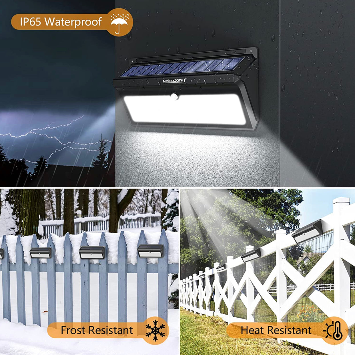 Lighteme Solar Outdoor Lights 100 LED Motion Sensor Solar Security Lights 4-Pack