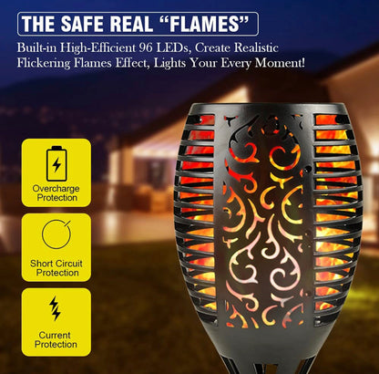 Lighteme Solar LED Flame Lamp Lawn Flame Flickering Torch Light Outdoor Fire 96 LED Lights 4 Pack