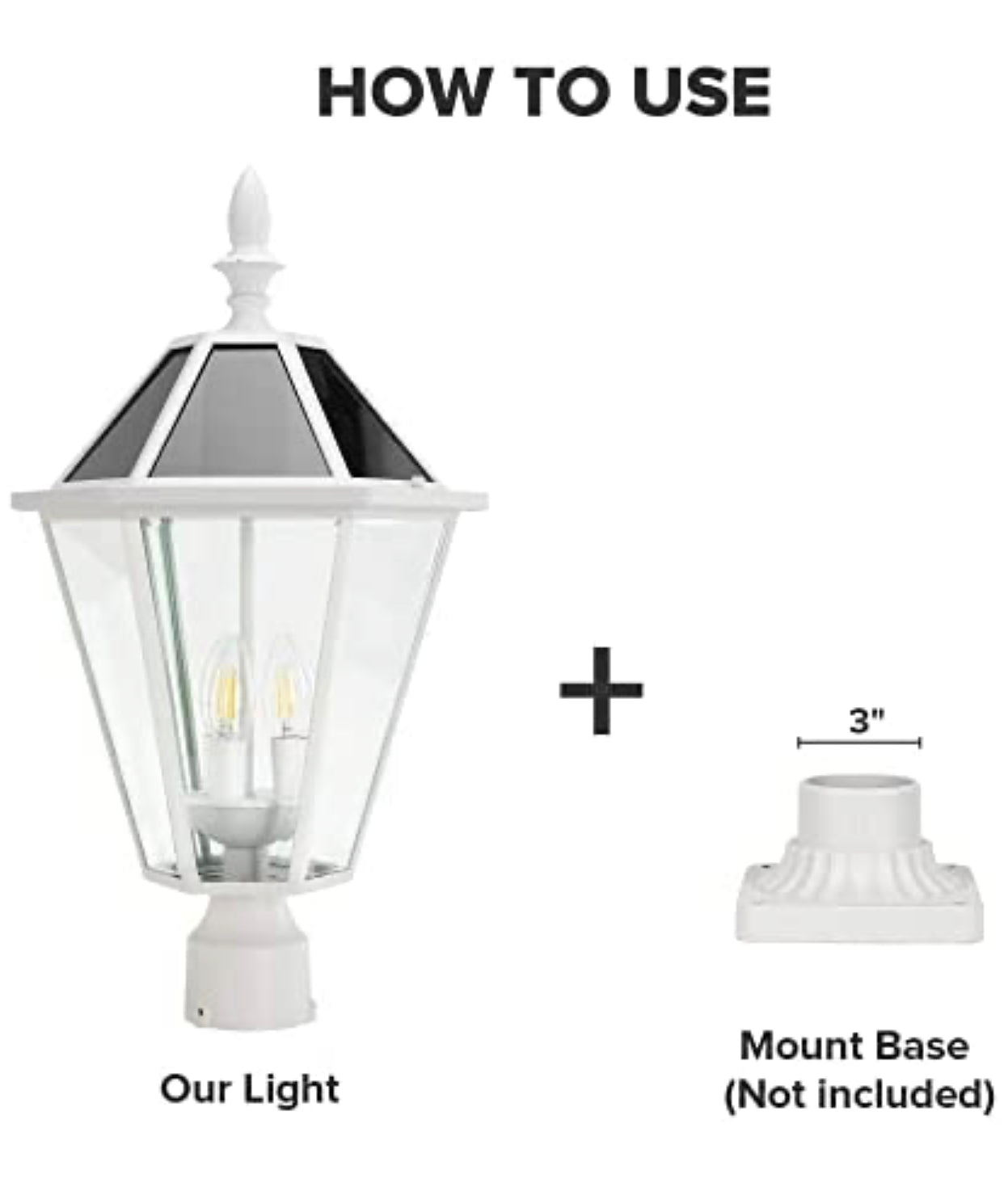 Lighteme LED Solar Fence Cap Lights,Dusk to Dawn Vintage Street Lights, 300LM, 2700K,Cast Aluminum